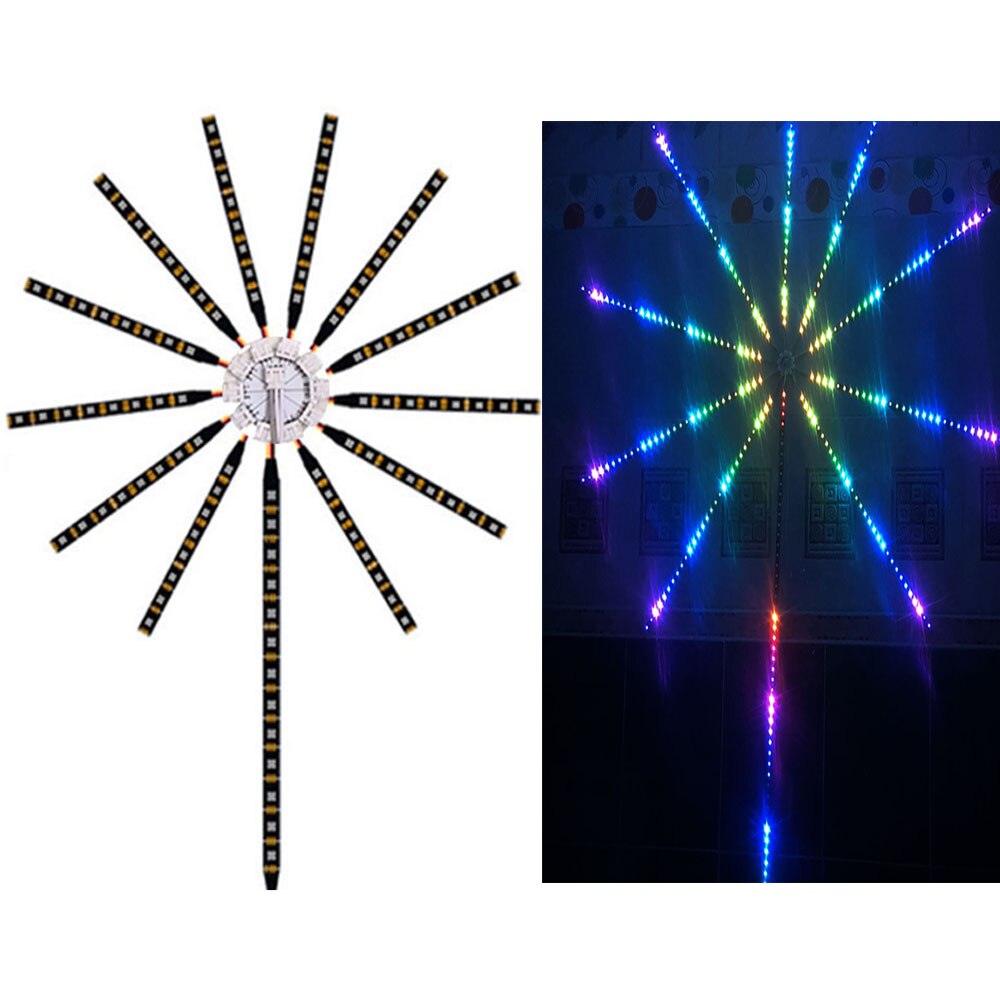 Hjemmedekor med LED-stripelys, simulerer fyrverkeri for unik romatmosfære og belysning.
