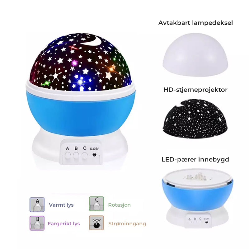 Unik galakse stjerneprojektor som leverer et fantastisk lysshow, perfekt som gaveide og nattlys.