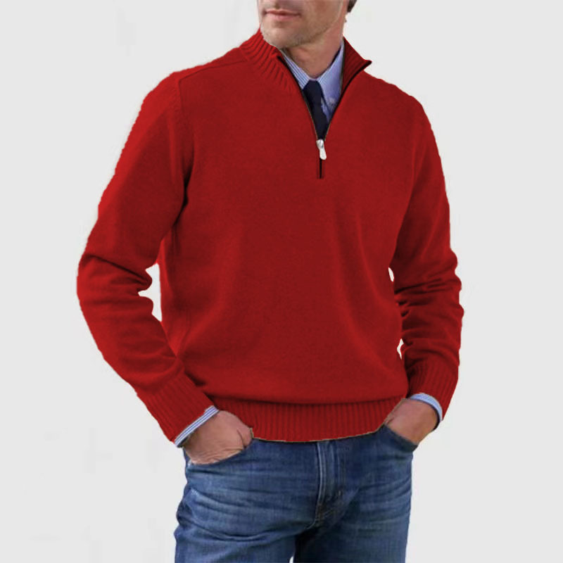 Herre strikkegenser i grå med halv glidelås, ideell for en allsidig fritidslook.