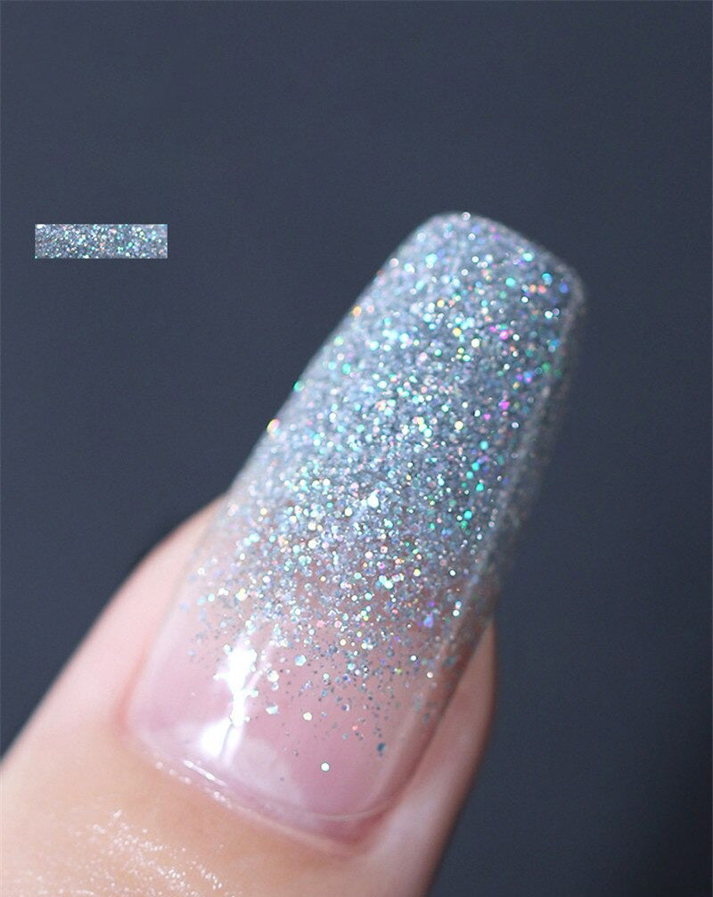 Levende flash neglelakk med høyglans finish og intenst glitter for en unik neglelook.