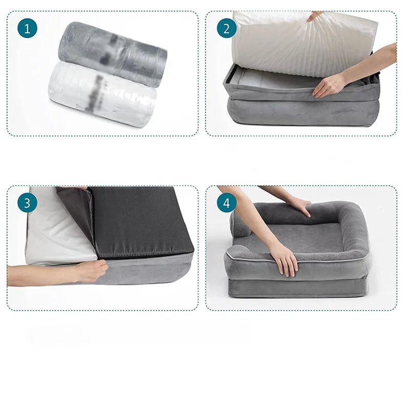 Elegant grå luksus hundesofa som gir premium komfort. En slitesterk og støttende seng for din beste venn.