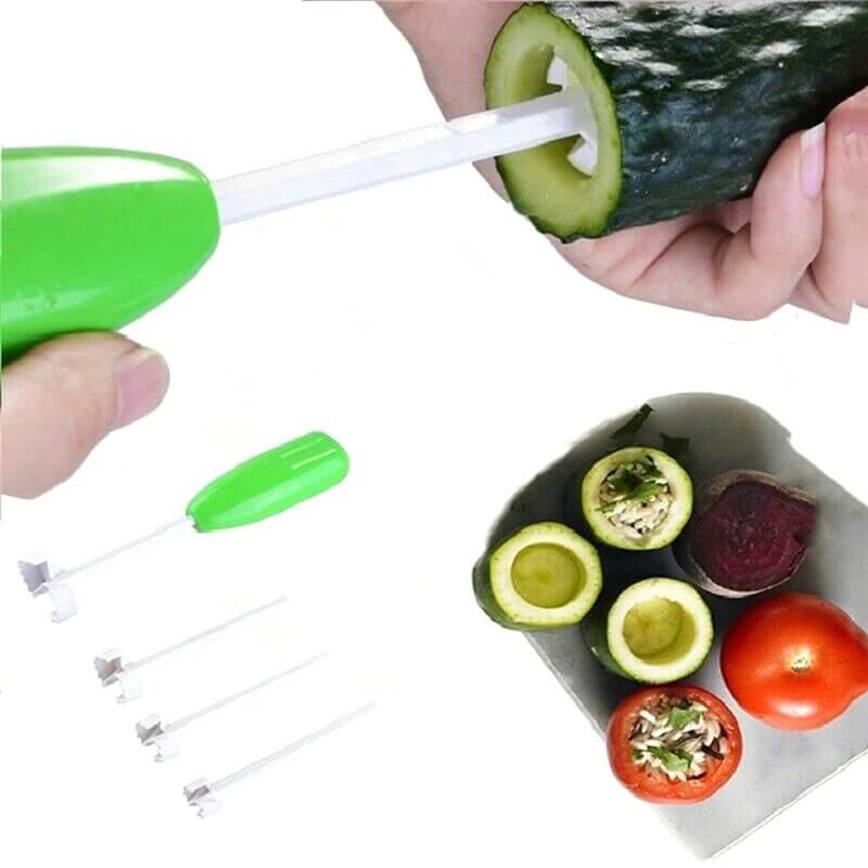Detalj av den grønne grønnsaksborkutteren. Ideell for matforberedelse av grønnsaker til smakfulle fylte retter.