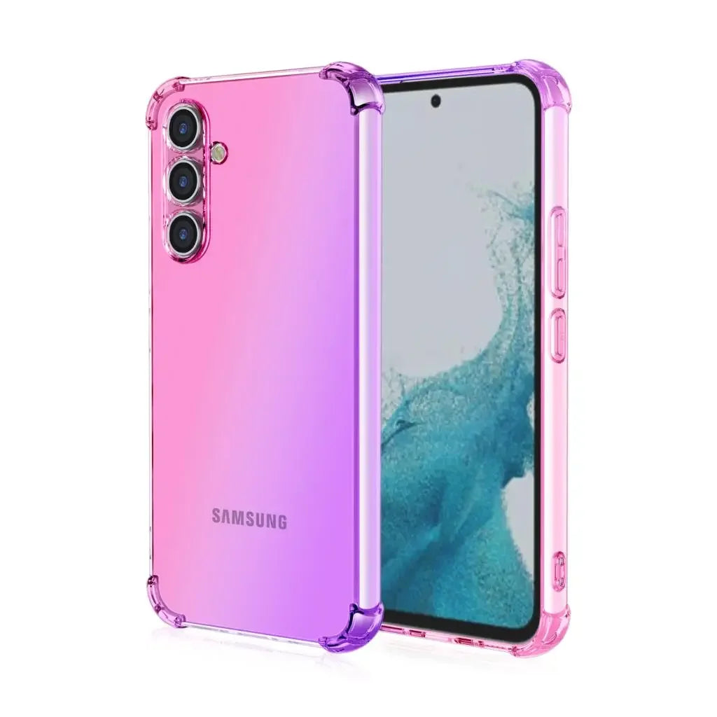 Premium Samsung S25 tilbehør: gradient deksel. Beskytter mobilen med personlig og trendy fargeovergang.
