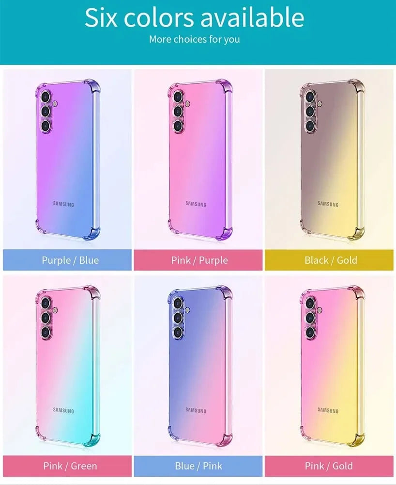 Støtsikkert gradient telefondeksel til Samsung S25. Optimal beskyttelse med trendy fargeovergang.