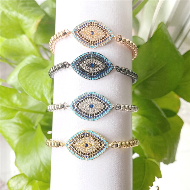Dame armbånd med spirituelt onde øye amulett. Sølvbelagt smykke med beskyttende symbol, perfekt som gave.