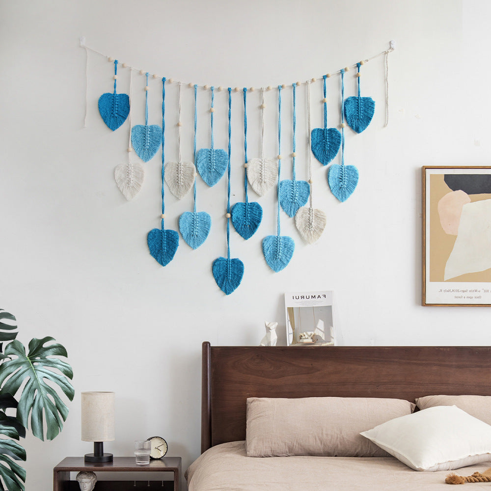 Stilig boho makramé bladkrans for veggdekor. Flott gaveide og interiørdesign hjemmedekor.
