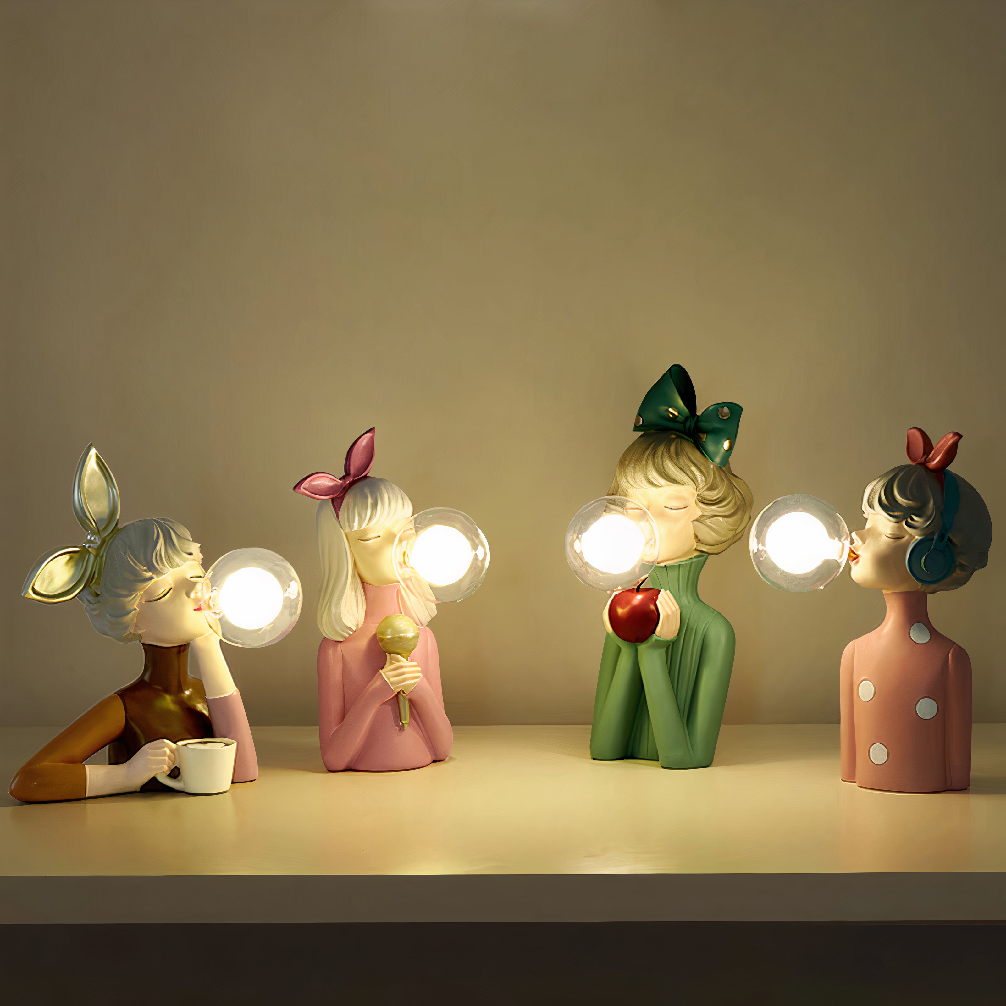 Detalj av kunstlampe i resin, viser håndverk og spesiell tekstur for interiørdekor.