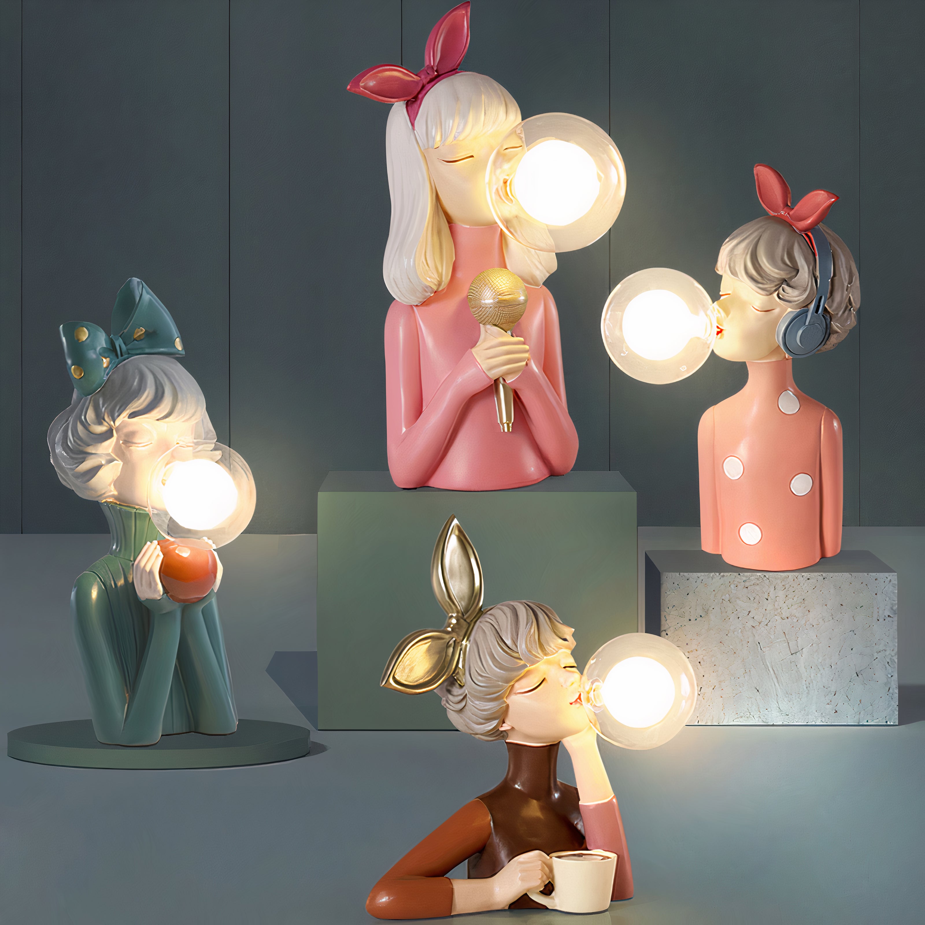 Bordlampe med myk belysning, perfekt for soverom og skaper en koselig hjemmedekor.