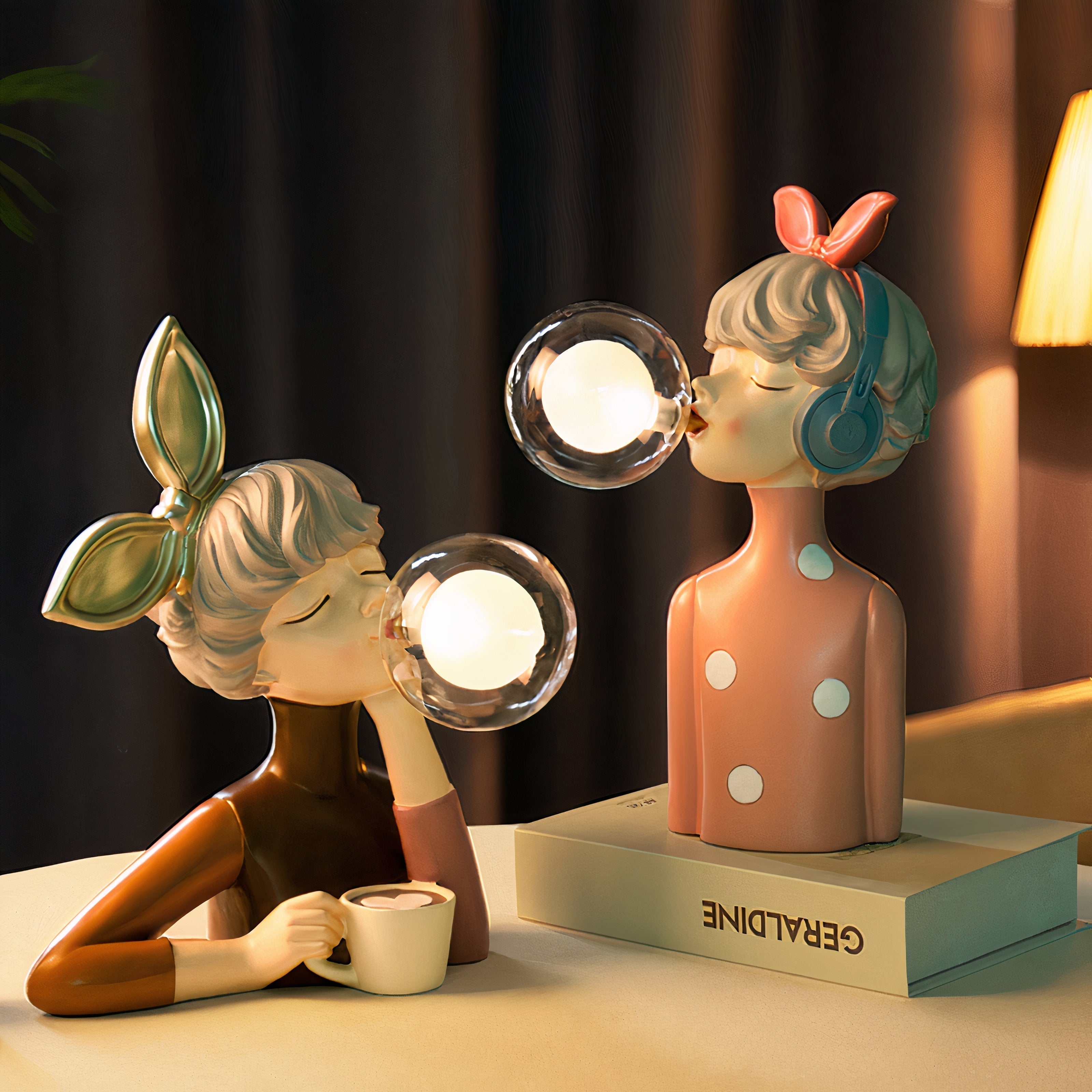 Elegant resin lampe med unikt design som et blikkfang i moderne interiør.