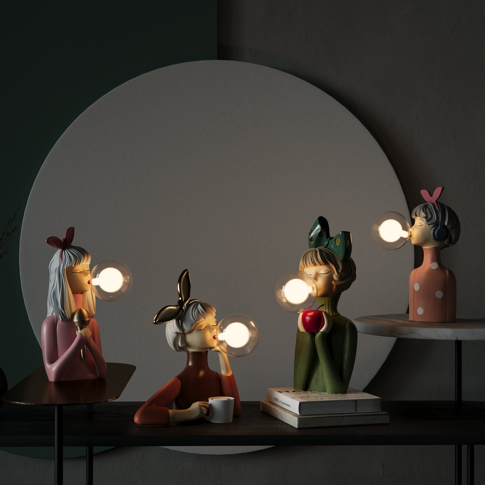 Abstrakt bilde av håndlaget kunstlampe, fremhever form og materiale.