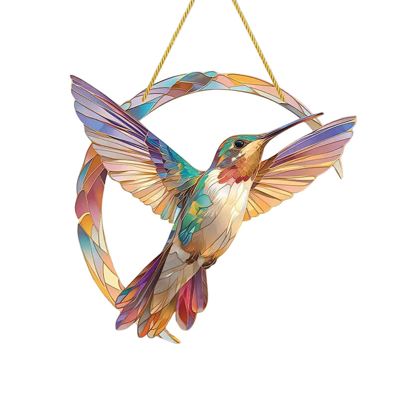 Håndlaget kolibri krystall vindusdekorasjon, fanger sollys og skaper vakre regnbuer for hjemmet.