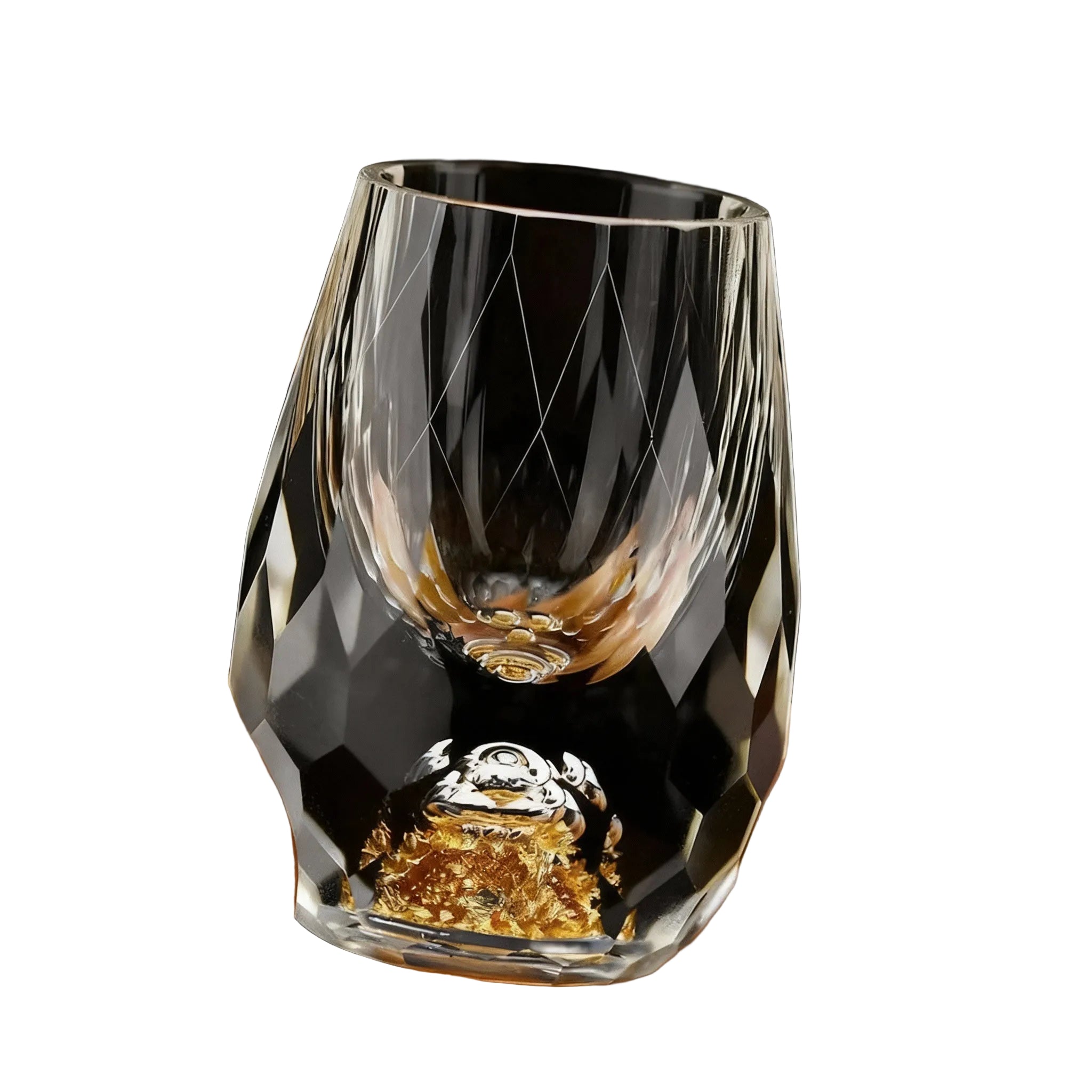 Håndlaget krystallglass sett for whisky og cocktailer, elegant design med gullaksent, perfekt for premium drinker.
