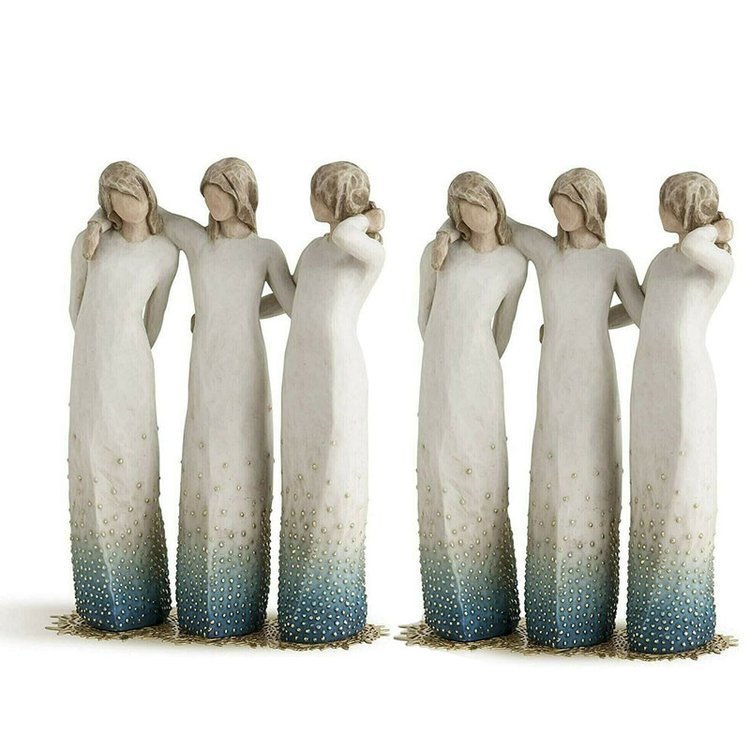 Unik håndlaget søsterfigur i harpiks, en vennskapsgave. Symboliserer kjærlighet og styrke, ideell som morsdagsgave.