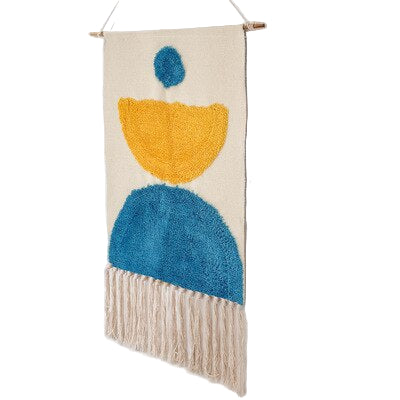 Håndvevd boho veggteppe, unik interiørdekorasjon for hjemmet. Naturmaterialer gir koselig stil til stue/soverom.