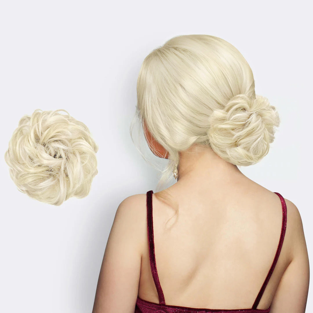Hårbolle scrunchie for umiddelbart volum og enkel, stilfull frisyre.