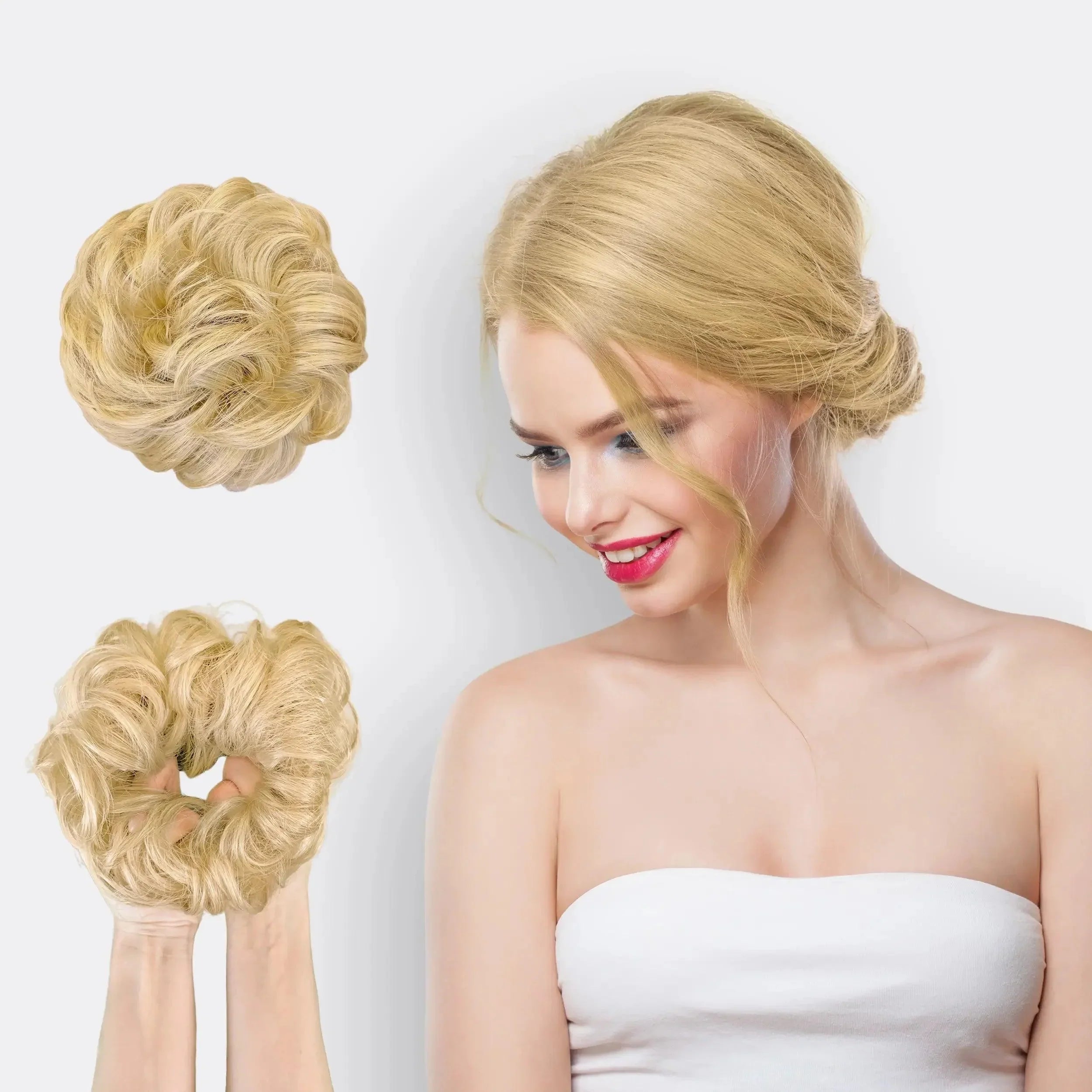 Trendy scrunchie hårpynt for en fyldig hårknoll og rask styling.