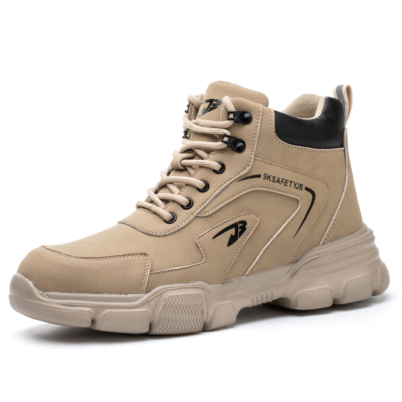 Sporty sikkerhetssko for menn med ståltåhette, kevlar og slitesterk konstruksjon for sikker og aktiv bruk.