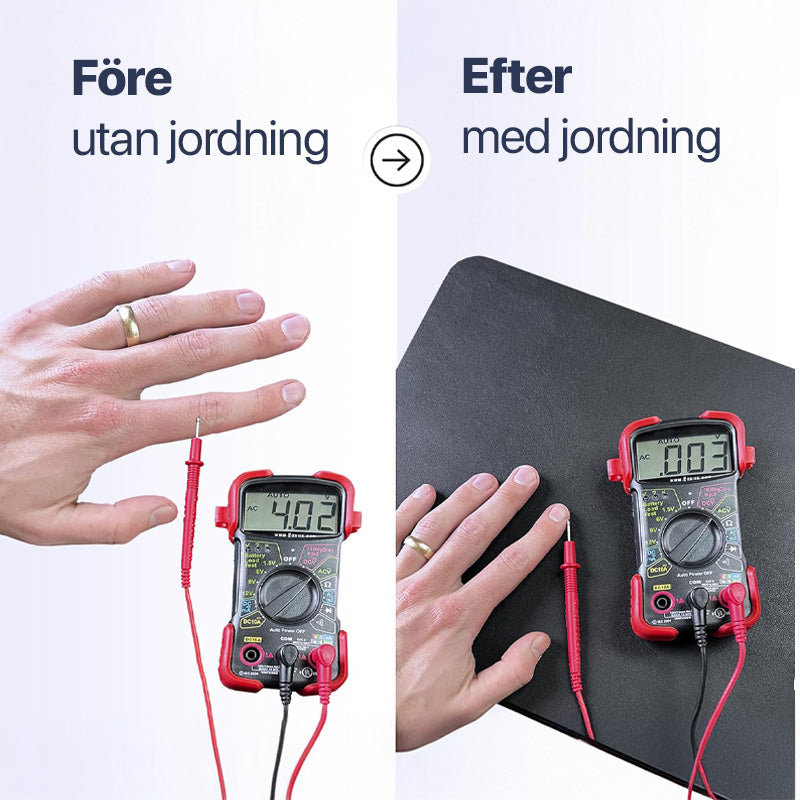 Grå jordingsmatte i mykt stoff for innendørs bruk. Fremmer velvære, energi og naturforbindelse hjemme.