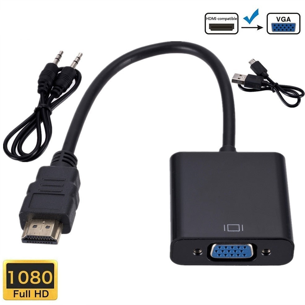 HDMI til VGA-adapter for Full HD-konvertering. Koble PC til skjerm eller projektor med høy kvalitet.
