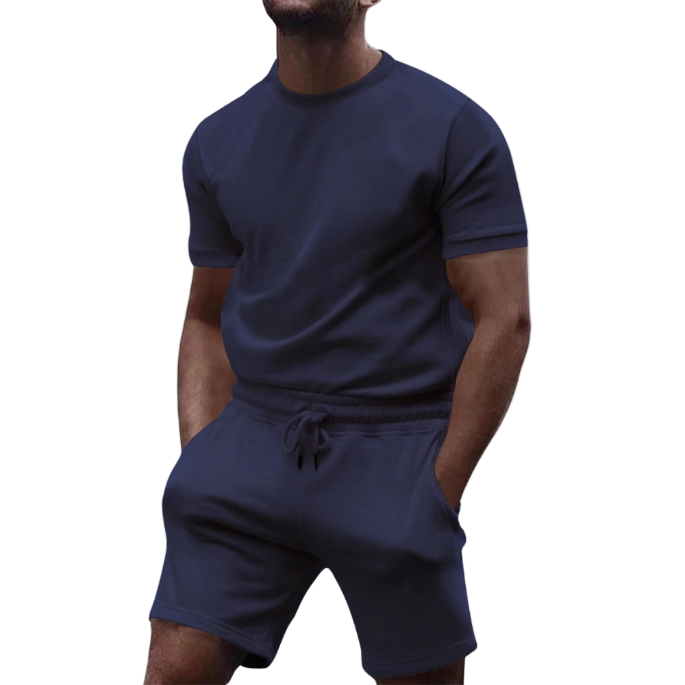 Herre avslappet T-skjorte og shorts sett i matchende stil, perfekt for sommer og fritid.