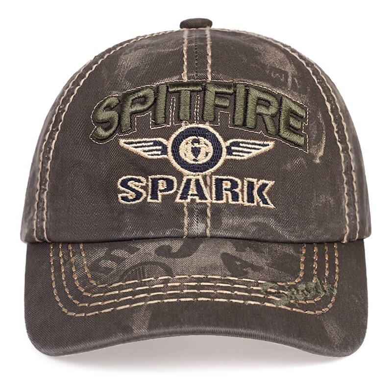 Frontvisning av herre baseballcaps med solid brem for effektiv solbeskyttelse og stil.