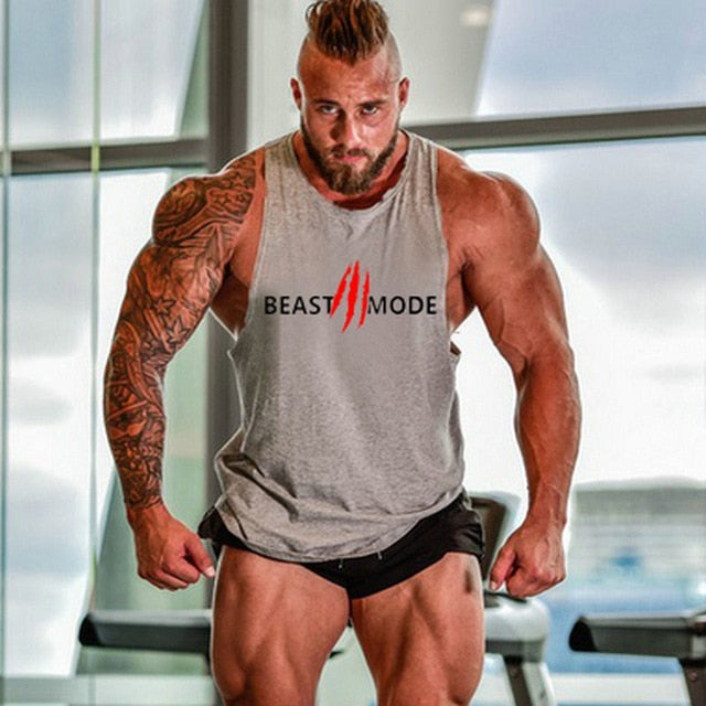 Treningsklær: Beast Mode herre singlet, lett og pustende, perfekt for gym og utendørs trening.