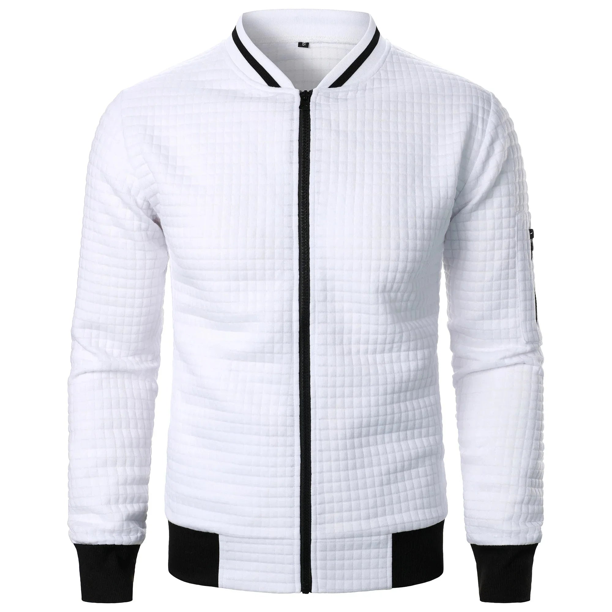 Blå herrecardigan med glidelås. Trendy og behagelig, en moderne glidelåsjakke.