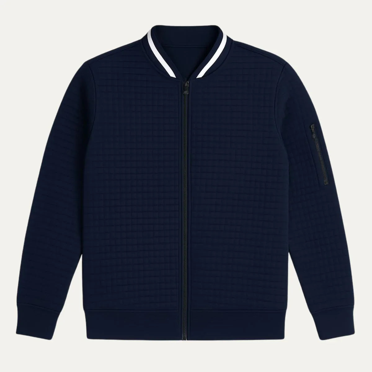 Komfortabel herre cardigan med glidelås, perfekt for lag-på-lag. Allsidig stil.