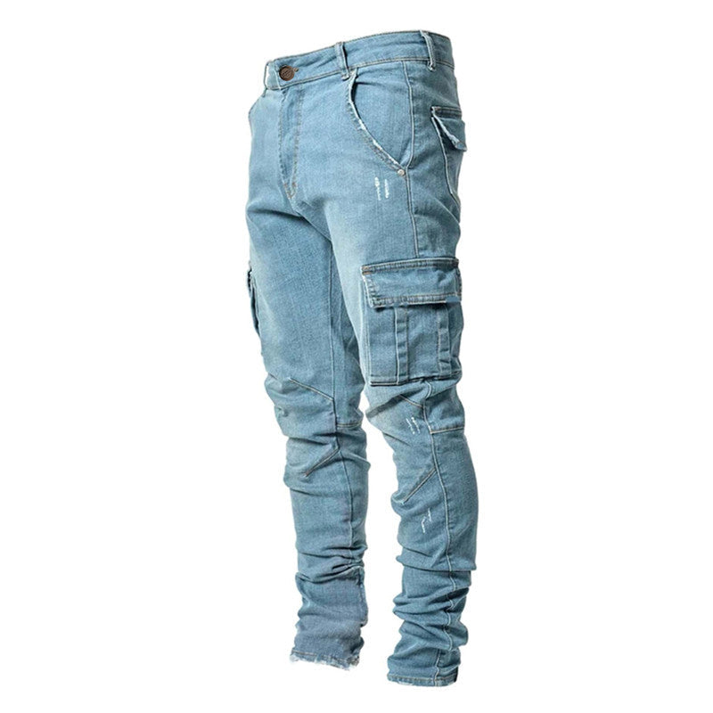 Herre cargo jeans med optimal passform for menn, moderne stil.