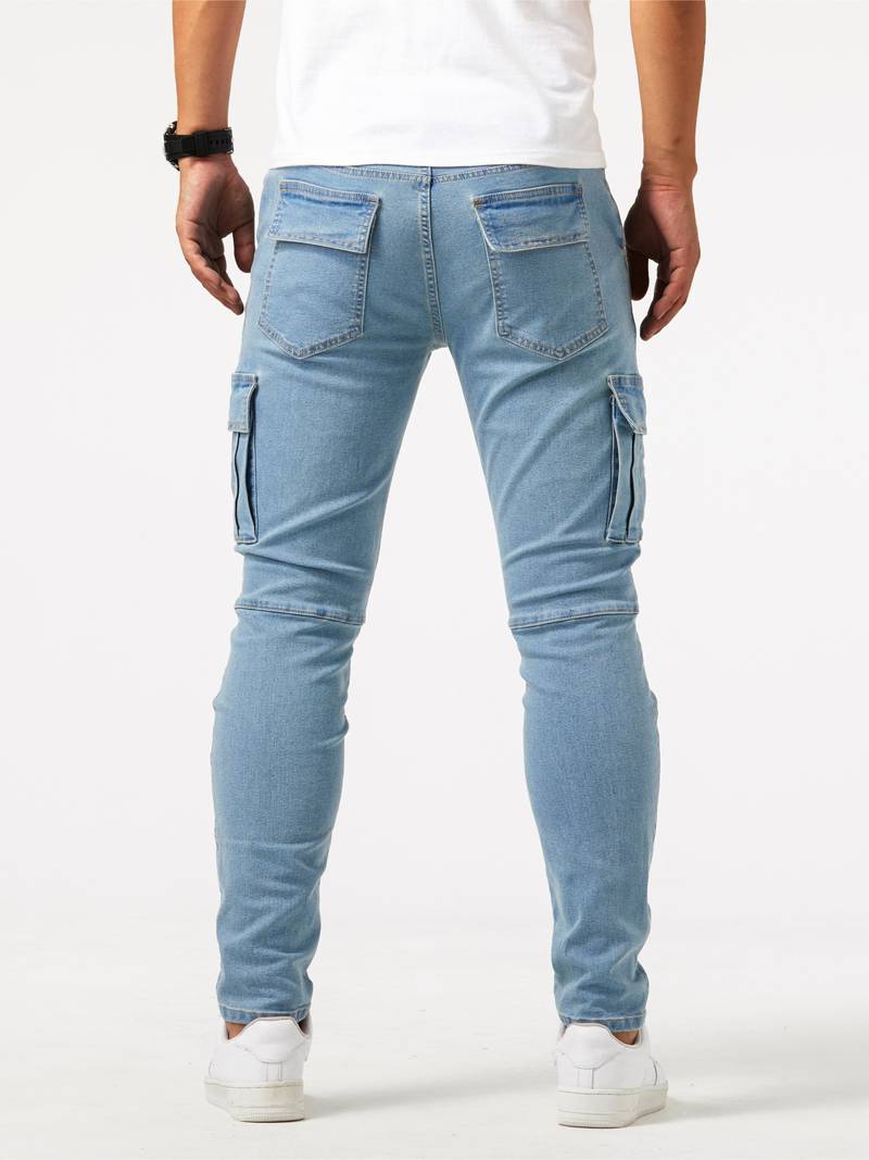 Praktiske herre cargo jeans med funksjonelle lommer, ideell for fritidsbruk.