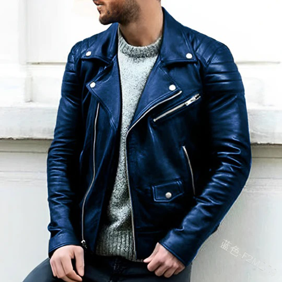 Klassisk herre skinnjakke i bikerstil, laget av ekte skinn. Perfekt som motorsykkeljakke og hverdagslig yttertøy.