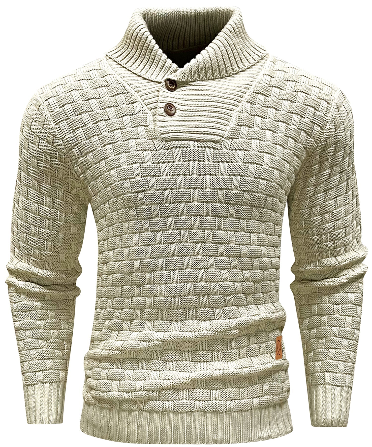 Unik design høyhalset pullover genser for menn. Moderne og stilig vintermote.