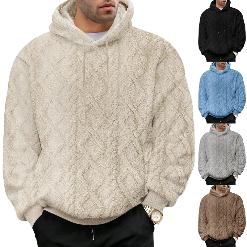 Stilfull herre pullover hettegenser i dobbeltsidig design. Ideell for hverdagsbruk og sport, komfortabel.