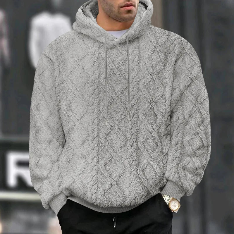 Premium dobbeltsidig herre hettegenser. Stilfull jacquard for komfortabel og moderne casual stil.