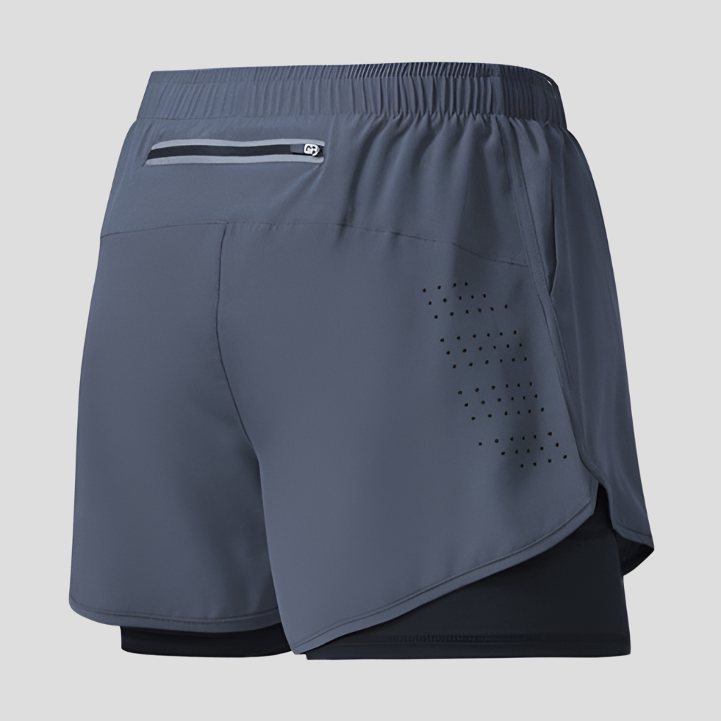 Herre hurtigtørkende løpeshorts med praktisk glidelåslomme, ideell for aktiv trening og løping.