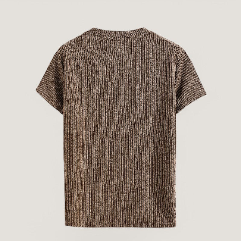 Utvalg av herre jacquard t-skjorter i beige, svart, brun. Kortermet og komfortabel stil.