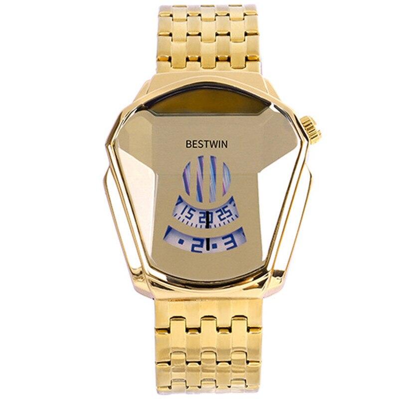 Herre kvarts armbåndsur med diamantstil, vanntett, elegant design og stålrem.