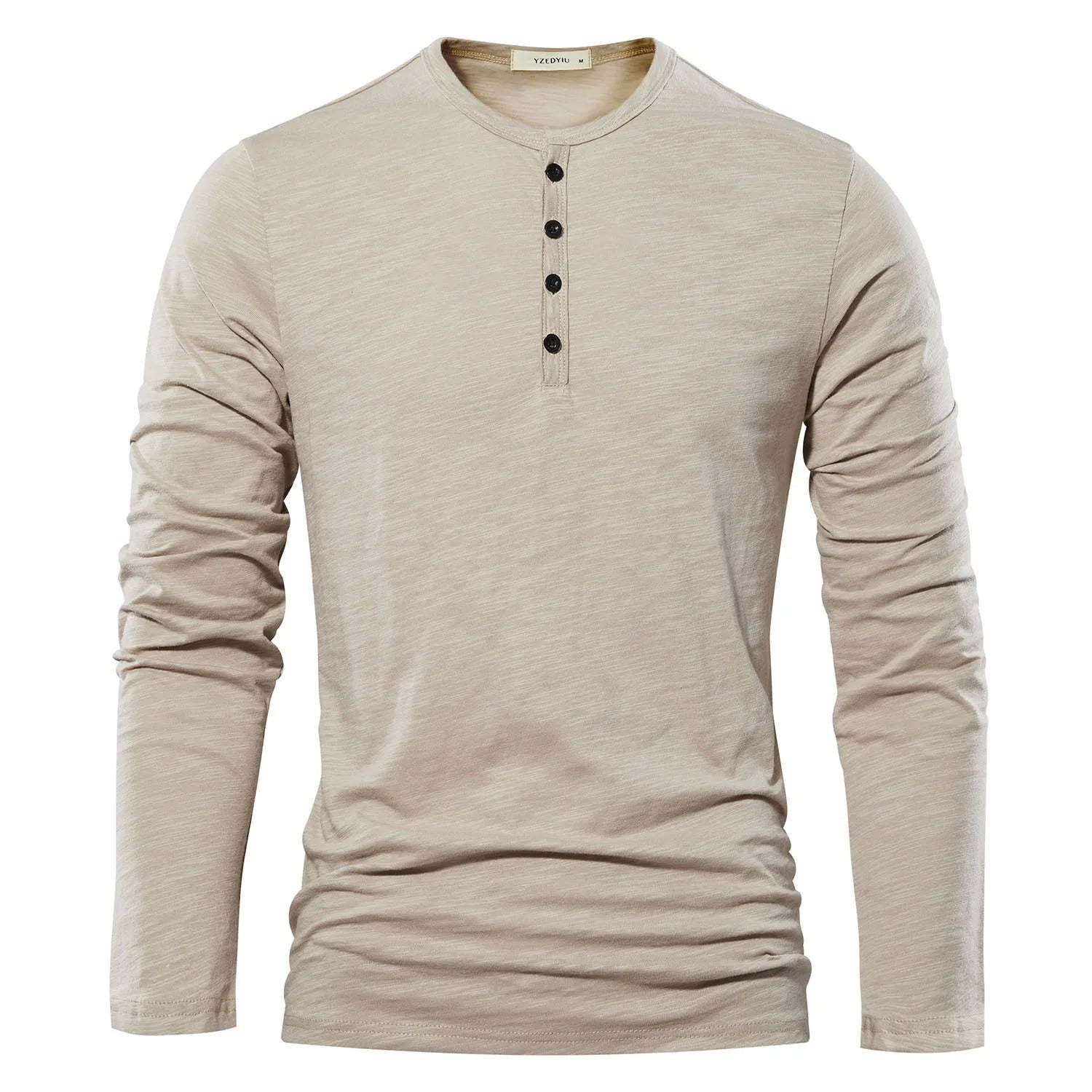 Tidløs herre Henley t-skjorte i myk kvalitet, en allsidig langermet topp for menn.