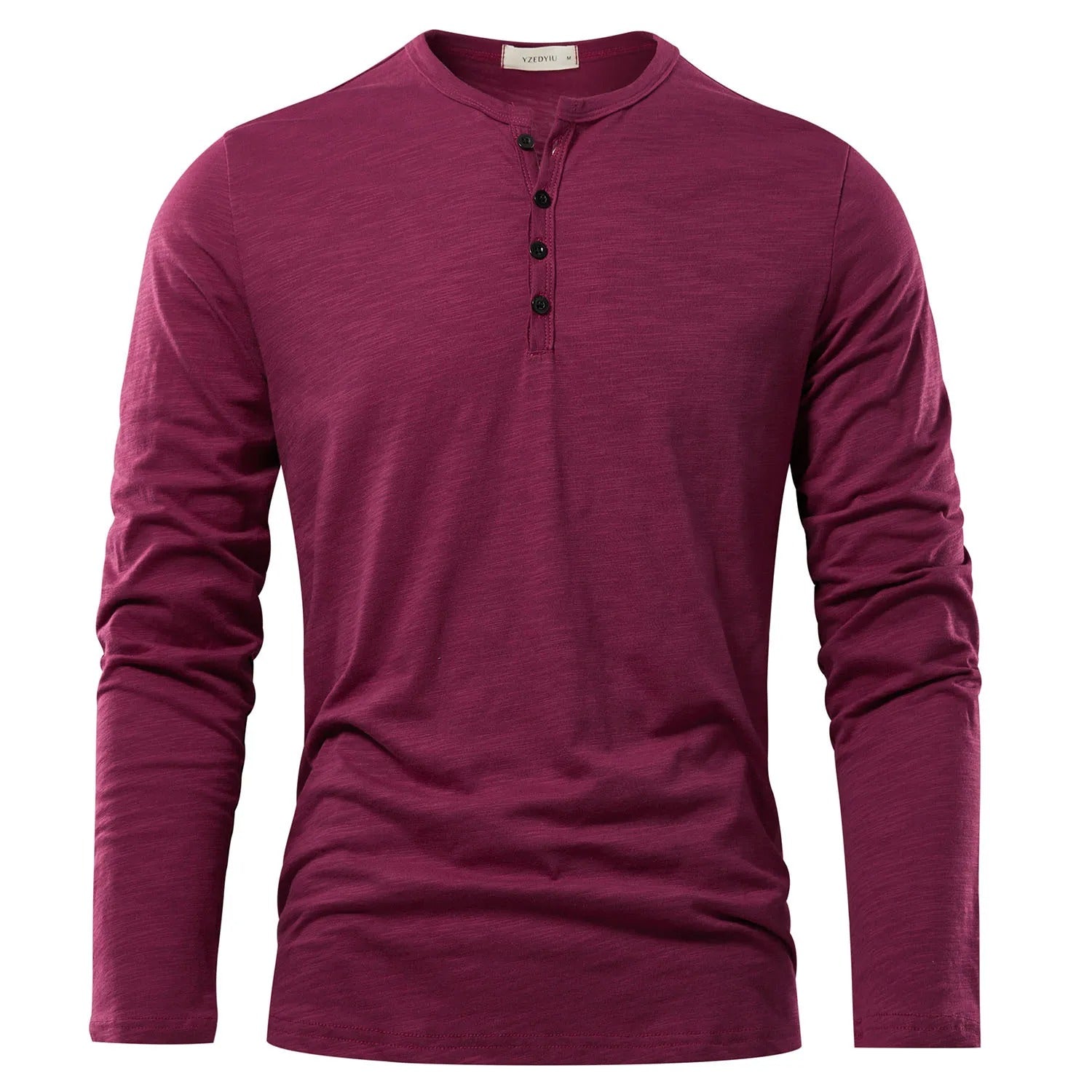 Elegant langermet Henley t-skjorte for menn, perfekt for en avslappet, men stilig look.