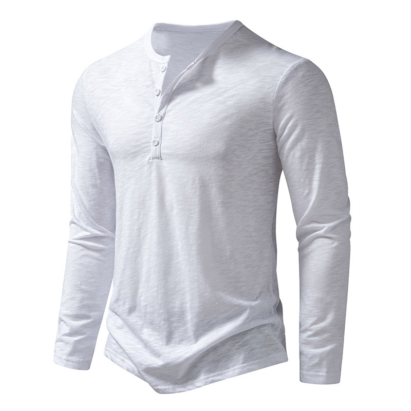 Klassisk langermet Henley t-skjorte til herre, et must-have for en tidløs garderobe.
