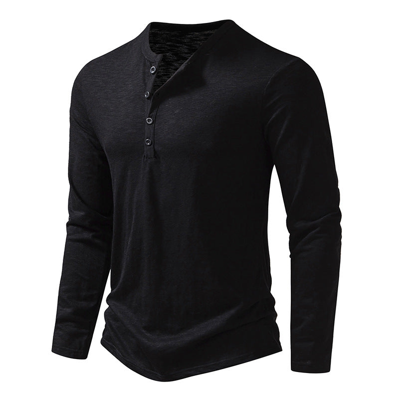 Stilfull herre Henley t-skjorte med knapper, perfekt for hverdag eller fritidsaktiviteter.