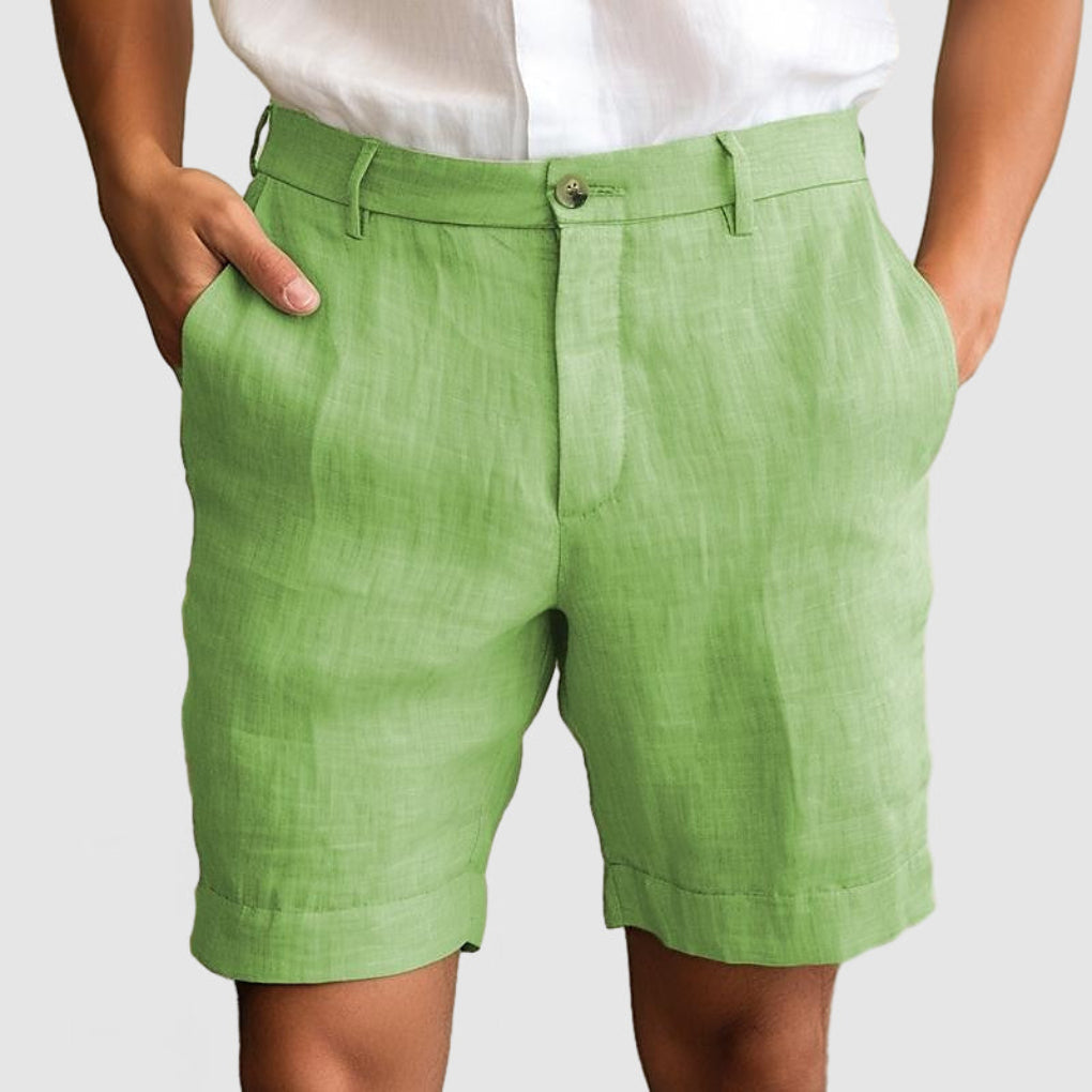 Khaki herre lette shorts, perfekt for sommer, reise og avslappet hverdag, puster godt.