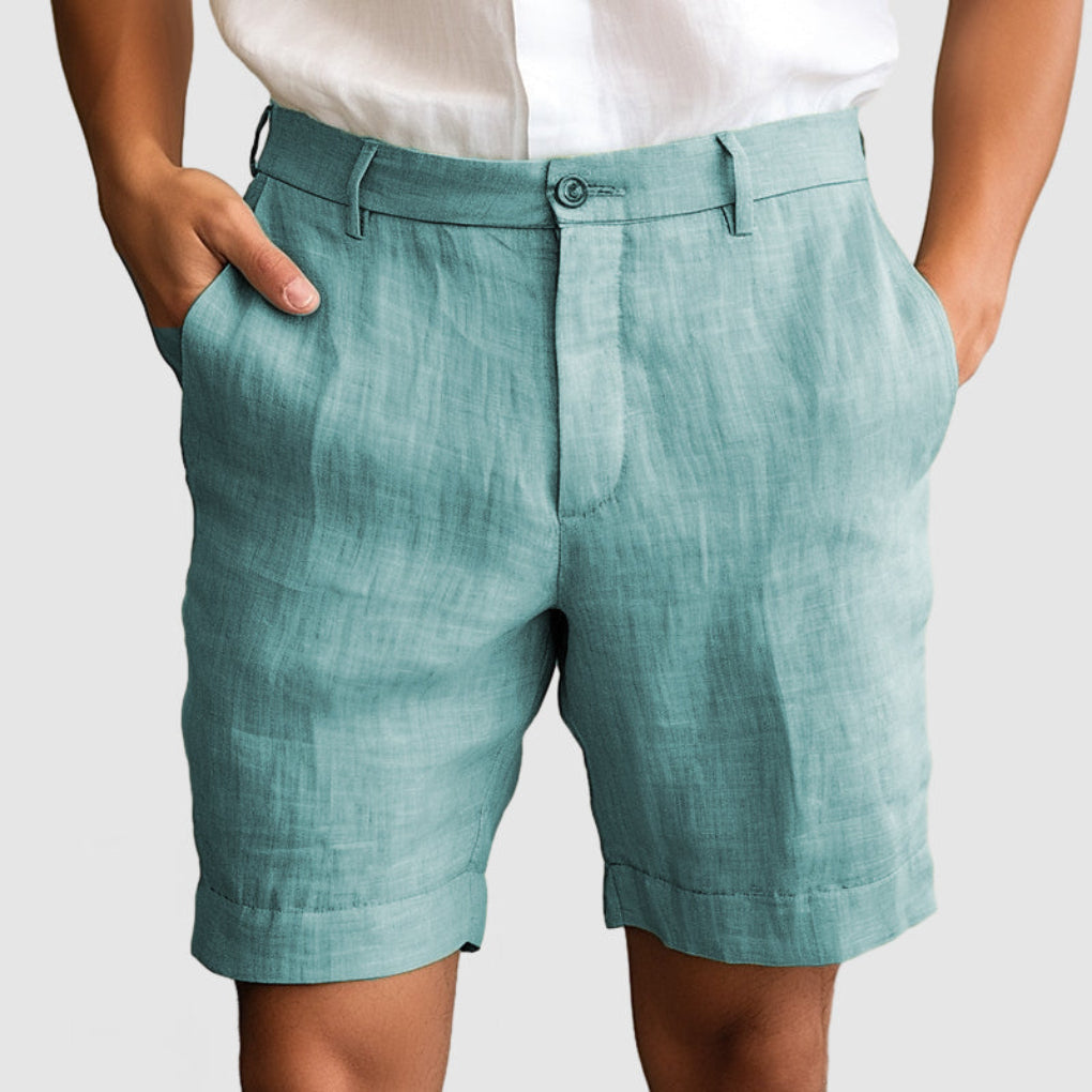 Grønne herre komfortshorts, ideell for strand og fritid, lett og luftig for varme sommerdager.
