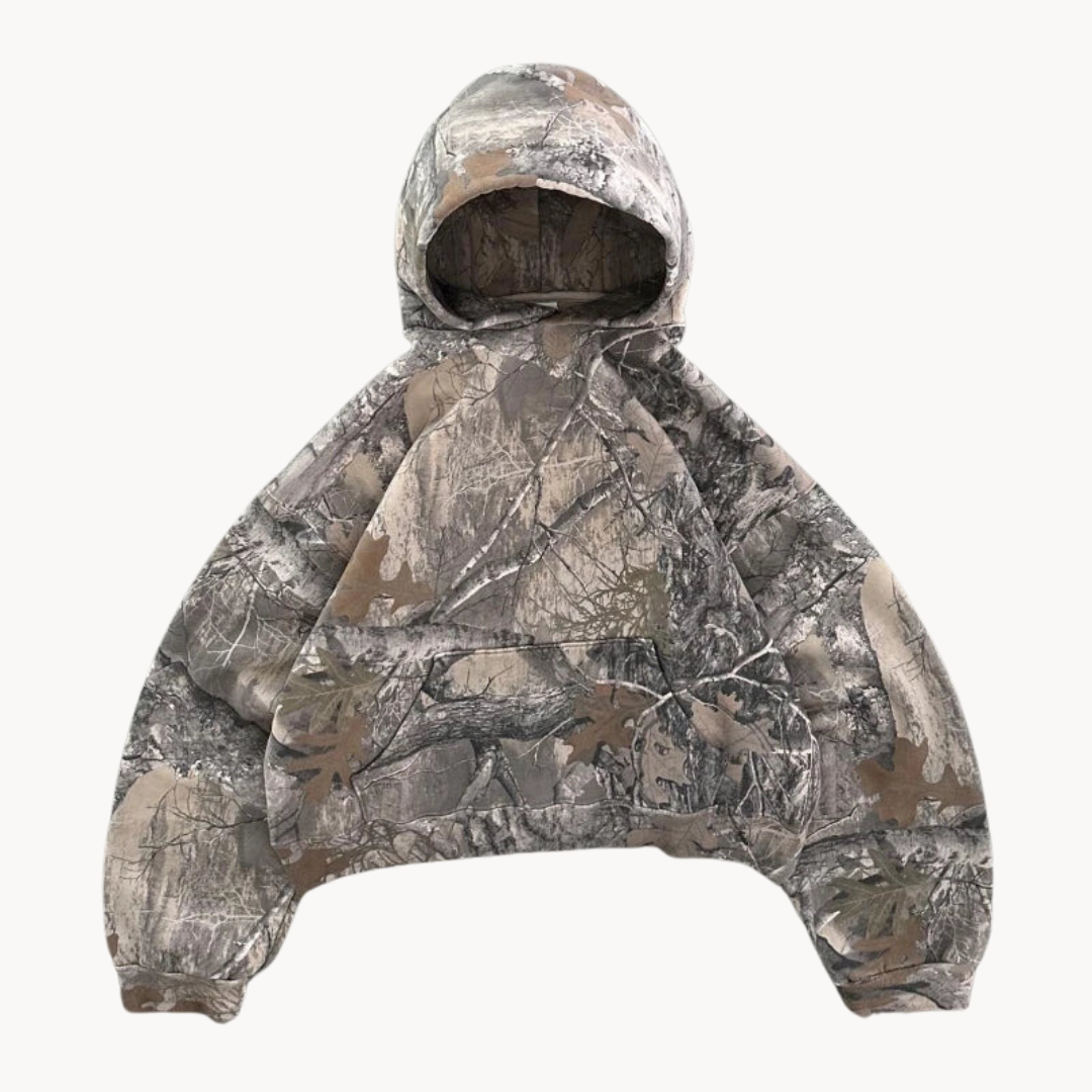 Komfortabel herre oversized kamuflasje hoodie i mykt stoff, ideell for avslappet dagligbruk og mote.