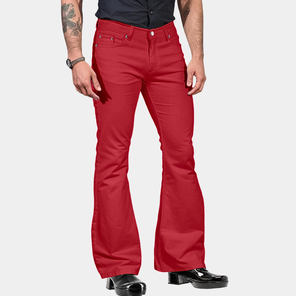 Stilige herrebukser med retro flare og stretch. Ideell for en avslappet, men moteriktig stil.