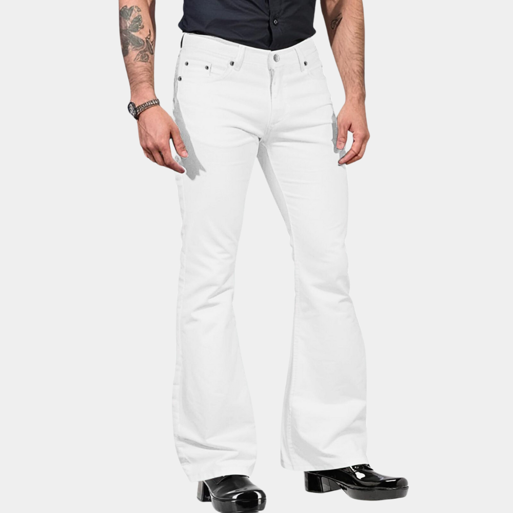 Allsidige herrebukser med retro flare, komfortabel stretch. En vintage klassiker for moderne mote.