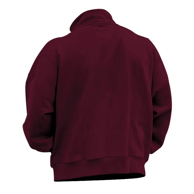 Brettet herre sweatshirt med halv glidelås, klar til bruk, et must-have for herregarderoben.