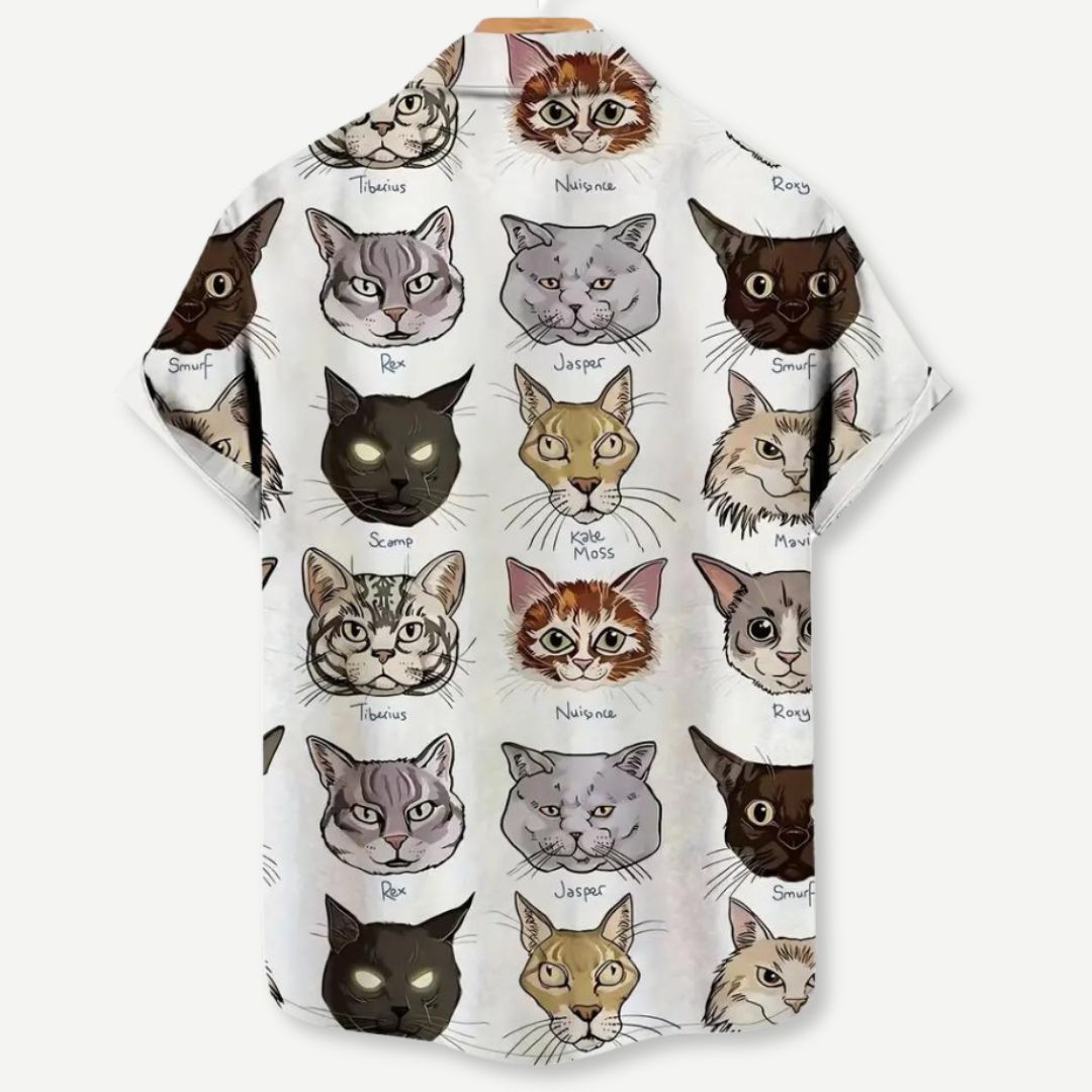 Behagelig herre t-skjorte i lett stoff med unikt 'Purrr-sonality' design. Ideell for varmere dager.
