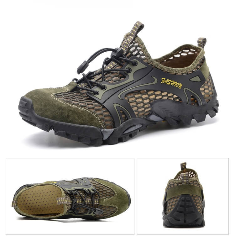 Pustende mesh-materiale på herre joggesko for optimal ventilasjon. Komfortable sportssko.