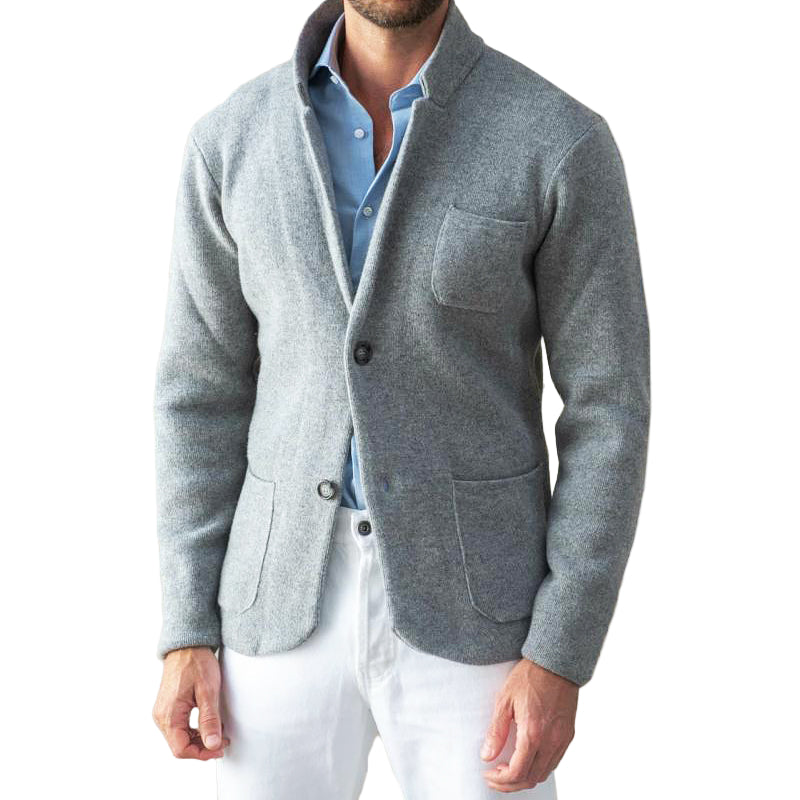 Herre vintage cardigan med klassisk krage, perfekt for en tidløs og elegant lagdelt stil. En allsidig knappejakke.
